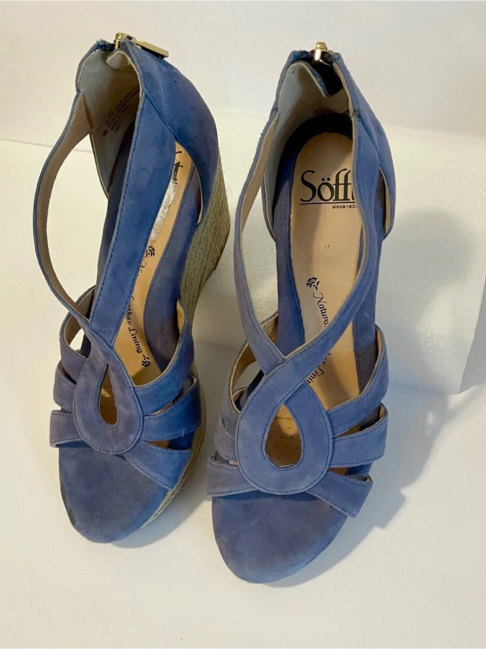 Sofft Lavendar Suede Espadrille Wedge Sandals